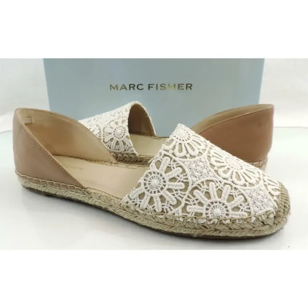 Marc Fisher Manda 3 Two Piece Espadrille Flats Natural Multi Fabric Size 8 - Picture 2 of 10